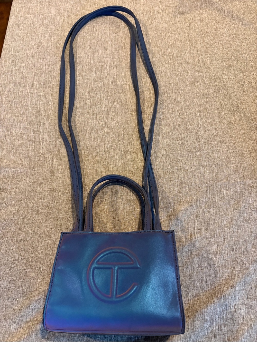 Telfar Small Iridescent Cobalt Shopping Bag